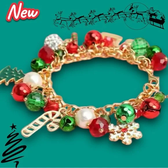 New Christmas Jingle Bells (they actually make noise) Gold Tone Charm Bracelet - Picture 5 of 6